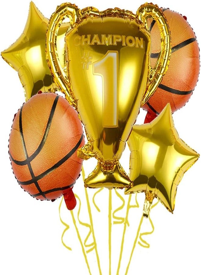 Atpata Funky Basketball shape Foil Balloons Party Supplies for Basketball Lovers/Players Birthday Theme Party Decoration (Basketball Trophy Set) - Image 1